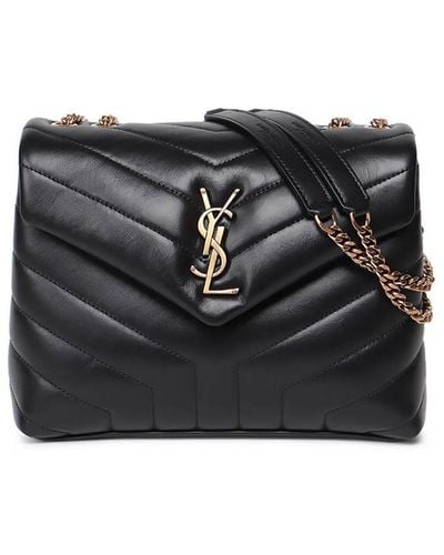 Saint Laurent `Loulou` Small Leather Bag With Chain - Black