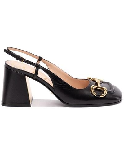 Gucci Horsebit Leather Slingback Pump - Black