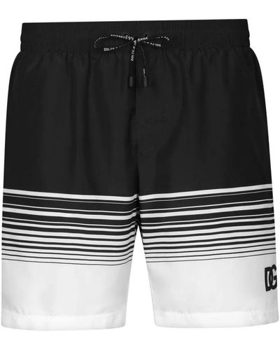 Dolce & Gabbana Stripe-print Swim Shorts - Black