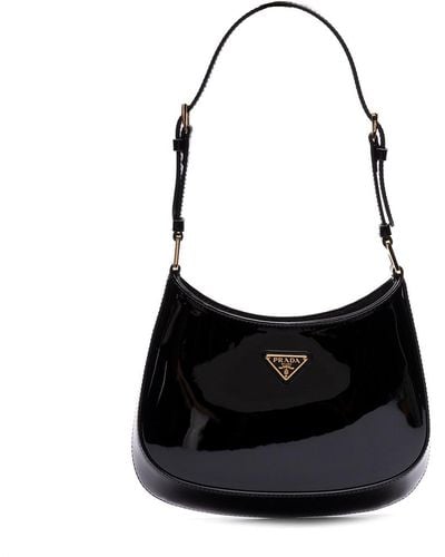 Prada Cleo Patent-leather Shoulder Bag - Black