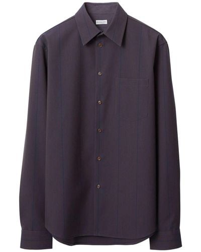 Burberry Long Sleeved Buttoned Striped Shirt - Blue