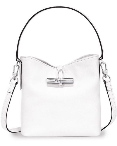 Longchamp `Roseau Essential Colors` Extra Small Bucket Bag - White