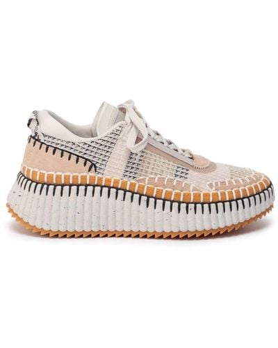 Chloé Chloe Nama Panelled Recycled Mesh Trainers - Natural