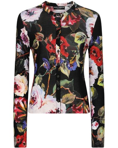 Dolce & Gabbana `Flower Power` Cardigan With Buttons - Black