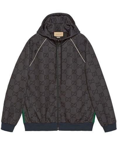 Gucci Jumbo GG Zip Jacket With Web - Gray