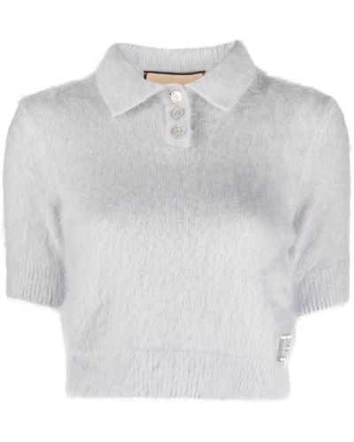 Gucci Cropped Short Sleeve Polo-neck Sweater - White