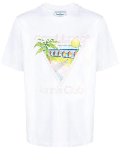 Casablanca Tennis Club Icon Screen Printed T-shirt Clothing - White