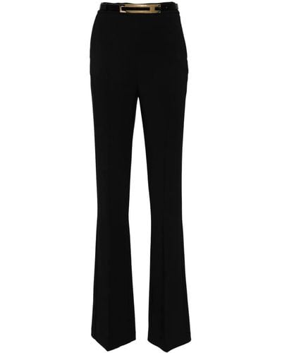 Elisabetta Franchi Mid-Rise Wide-Leg Stretch Pants - Black
