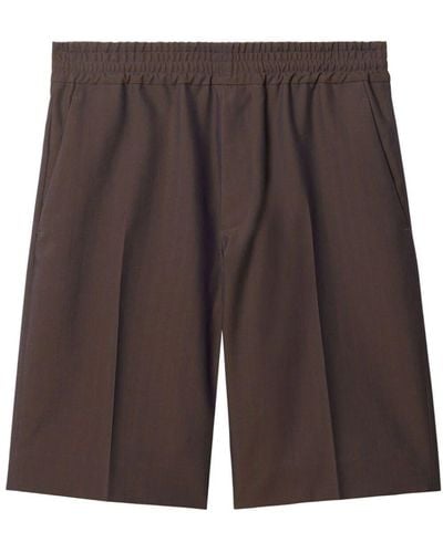 Burberry Tailored Wool Herringbone Shorts - Brown