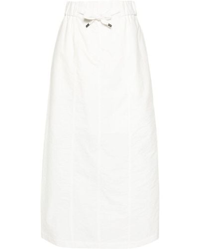 Brunello Cucinelli Drawstring-waist Crinkled Midi Skirt - White