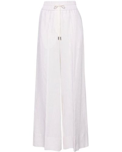 Peserico High-waist Wide-leg Linen Pants - White