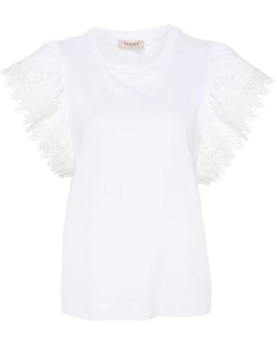 Twin Set Embroidered Sleeves T-Shirt - White
