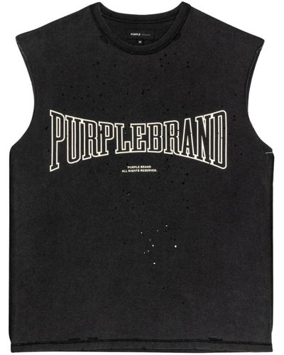 Purple Brand Brand Textured Sleeveless T-Shirt - Black
