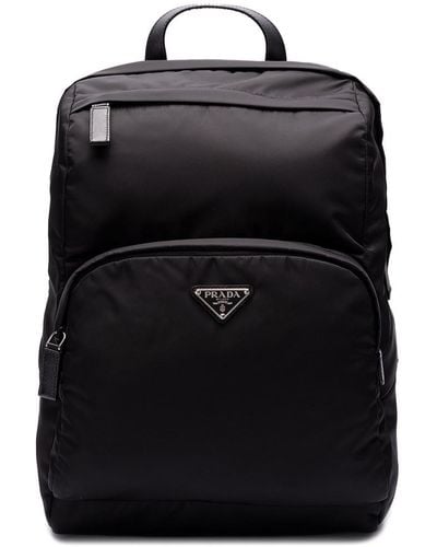 Prada `Re-Nylon` And Saffiano Leather Backpack - Black