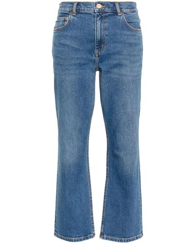 Tory Burch Cropped Flared Denim Jeans - Blue
