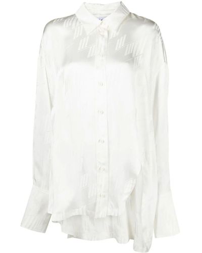 The Attico Diana Asymmetric Jacquard Shirt - White