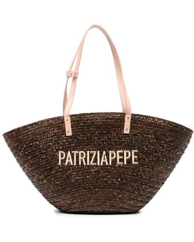 Patrizia Pepe `Summer Straw` Tote Bag - Brown