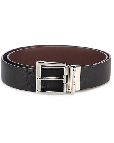 Prada Saffiano Leather Reversible Belt - White