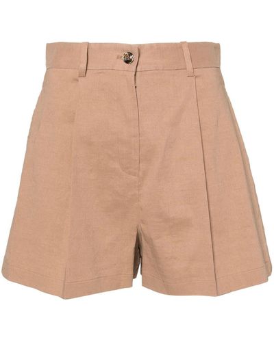 Pinko Tailored Linen-blend Shorts - Natural