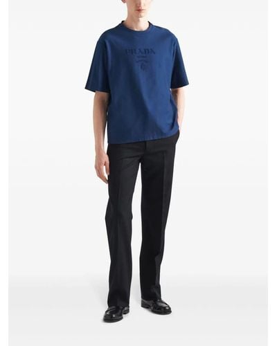 Prada Jersey T-Shirt With Logo - Blu