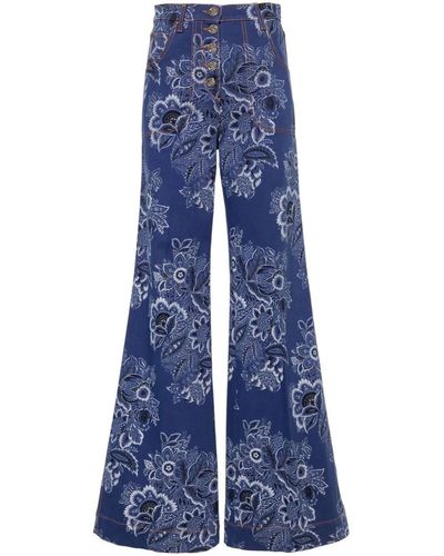 Etro Paisley-print High-rise Flared Jeans - Blue