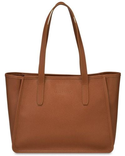 Longchamp `Le Foulonné` Large Tote Bag - Brown