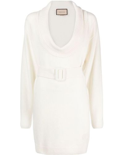 Gucci Cowl-neck Knitted Dress - White