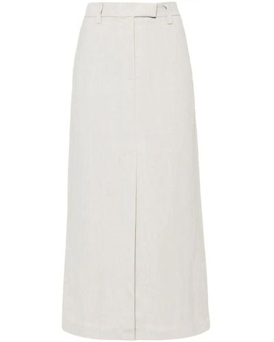 Brunello Cucinelli Fluid Twill Maxi Skirt - White