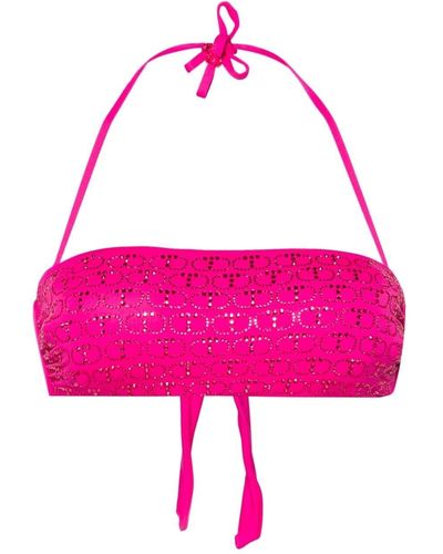 Twin Set `Oval T Logo` Bandeau Bikini Top - Pink