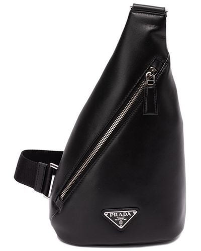 Prada ` Cross` Leather Bag - Black