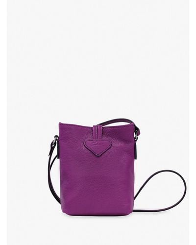 Longchamp `Roseau Essential Colors` Extra Small Crossbody Bag - Viola
