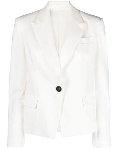 Brunello Cucinelli Single-breasted Cotton-blend Blazer - White
