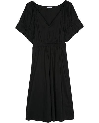 Patrizia Pepe Ruffle-sleeve Midi Dress - Black