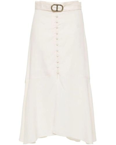 Twin Set Long Skirt With Belt - White