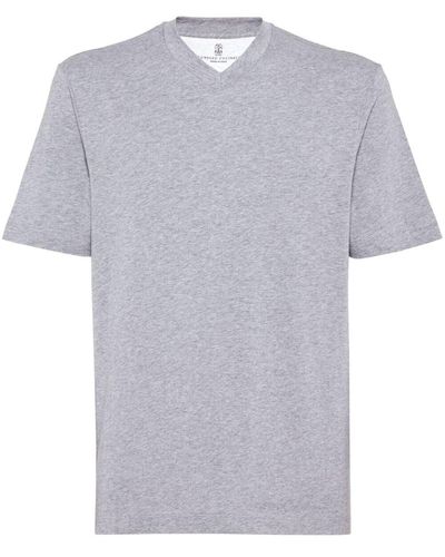 Brunello Cucinelli V-Neck T-Shirt - Grey
