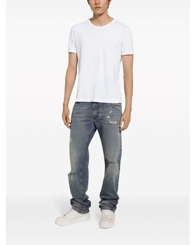Dolce & Gabbana Jeans effetto consumato a gamba larga - Blu