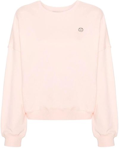 Twin Set Crew-Neck Sweatshirt With `Oval T` Detail - Pink