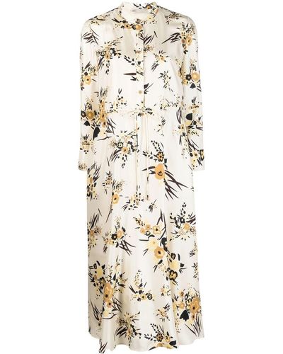 Tory Burch Floral-print Silk Shirt Dress - Natural