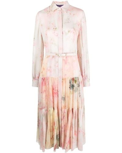 Ralph Lauren `Ellasandra` Long Sleeve Day Dress - Pink