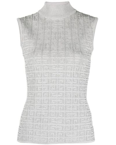 Givenchy Monogram-jacquard Sleeveless Knit Top - Gray