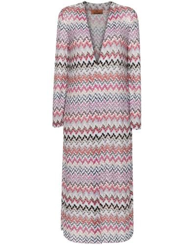 Missoni Open-front Chevron Long-length Cardigan - White