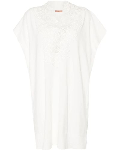Ermanno Scervino Lace-detail V-neck Dress - White