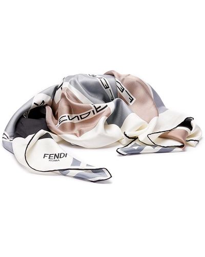 Fendi `Ff Small` Foulard - White