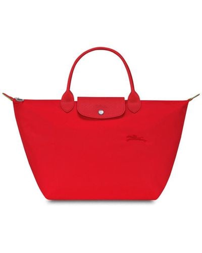 Longchamp `le Pliage Green` Medium Handbag - Red