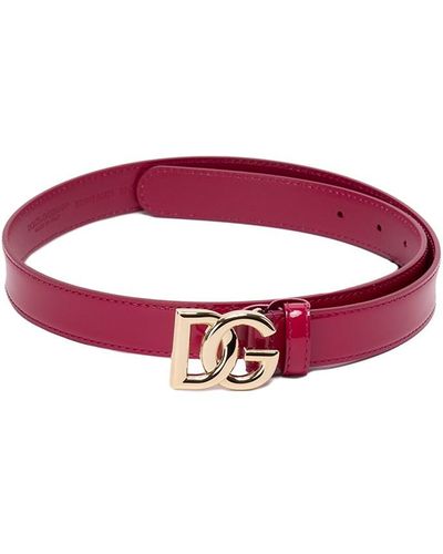 Dolce & Gabbana Leather Belt With Dg Logo - Red