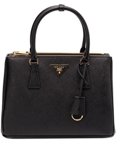 Prada Medium ` Galleria` Saffiano Leather Handbag - Black