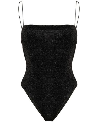Oséree Open-back Lurex Swimsuit - Black