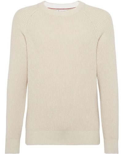 Brunello Cucinelli Cotton Rib Stitch Sweater - Natural
