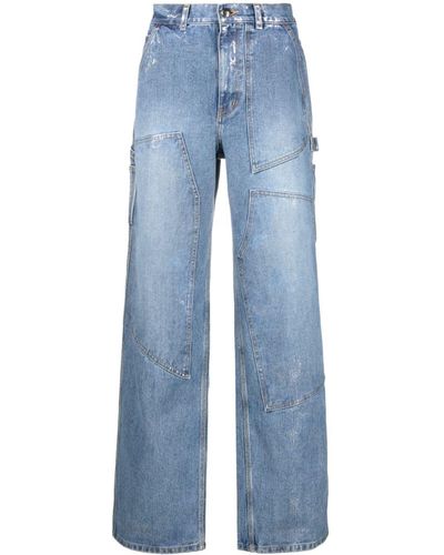 ANDERSSON BELL `wax Coated Carpenter` Wide-leg Jeans - Blue