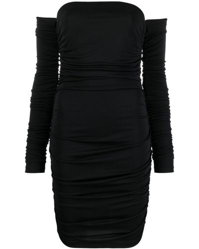 ANDAMANE `linda Mini` Off-the-shoulder Draped Mini Dress - Black